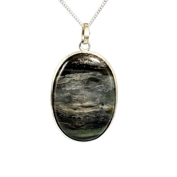 ASV Large 20” Laborite & Sterling  925 Silver Necklace - Picture 1 of 10